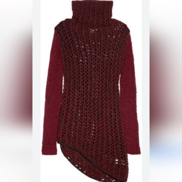 Helmut Lang Tattered Tapped Knit Wool Turtleneck Sweater M - Picture 6 of 9